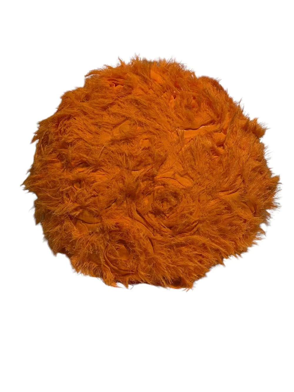 Orange Faux Fur Round Decorative Pillow - Home Accents- 13” diameter